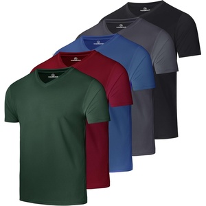5 Pack Men’s Mesh V Neck T Shirts Dry Fit Athletic Workout Gym Running Tees(Set 4)