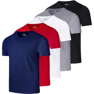 5 Pack Men’s Mesh V Neck T Shirts Dry Fit Athletic Workout Gym Running Tees(Set 5)