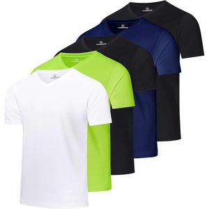5 Pack Men’s Mesh V Neck T Shirts Dry Fit Athletic Workout Gym Running Tees(Set 6)