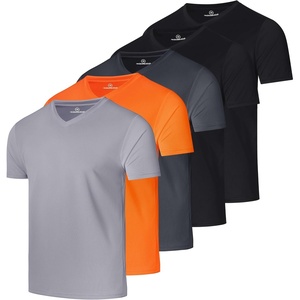5 Pack Men’s Mesh V Neck T Shirts Dry Fit Athletic Workout Gym Running Tees(Set 7)