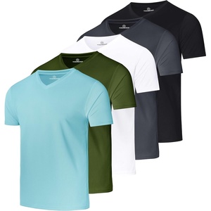 5 Pack Men’s Mesh V Neck T Shirts Dry Fit Athletic Workout Gym Running Tees(Set 8)