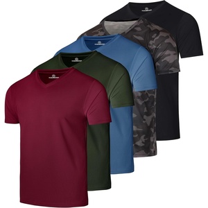 5 Pack Men’s Mesh V Neck T Shirts Dry Fit Athletic Workout Gym Running Tees(Set 9)