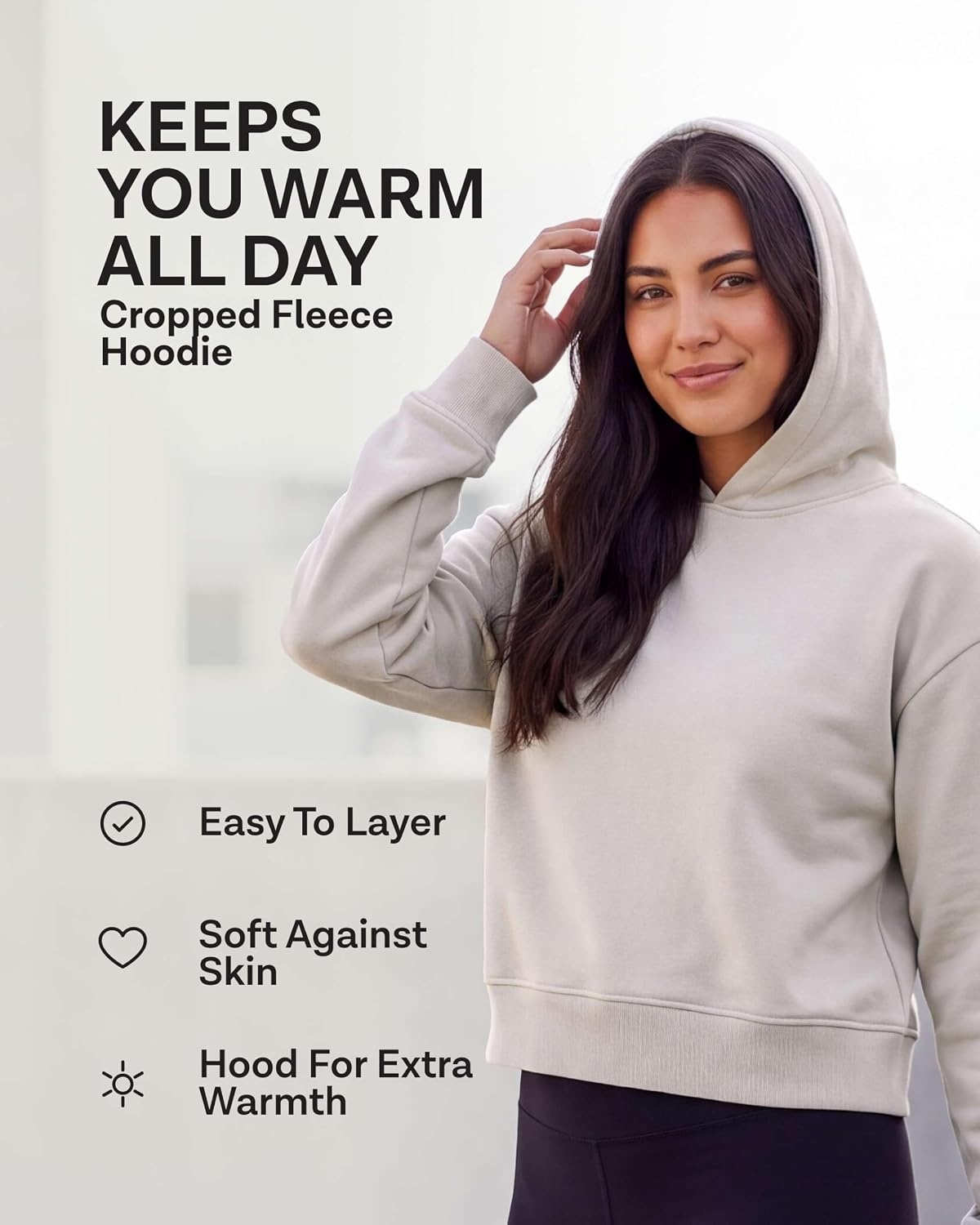 image:imageReal Essentials Ladies LS Fleece Cropped HoodieSolid Polar Night Solid Orchid Petal