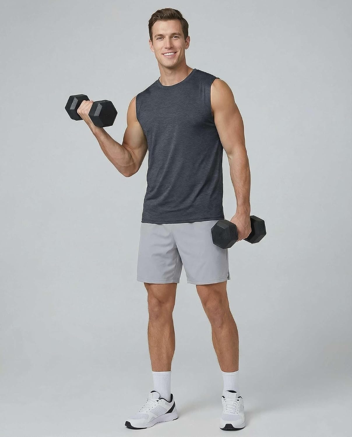 image:image5 Pack Mens Dry Fit Tank Tops Sleeveless Muscle Workout Gym Athletic ShirtRegular Size Set C