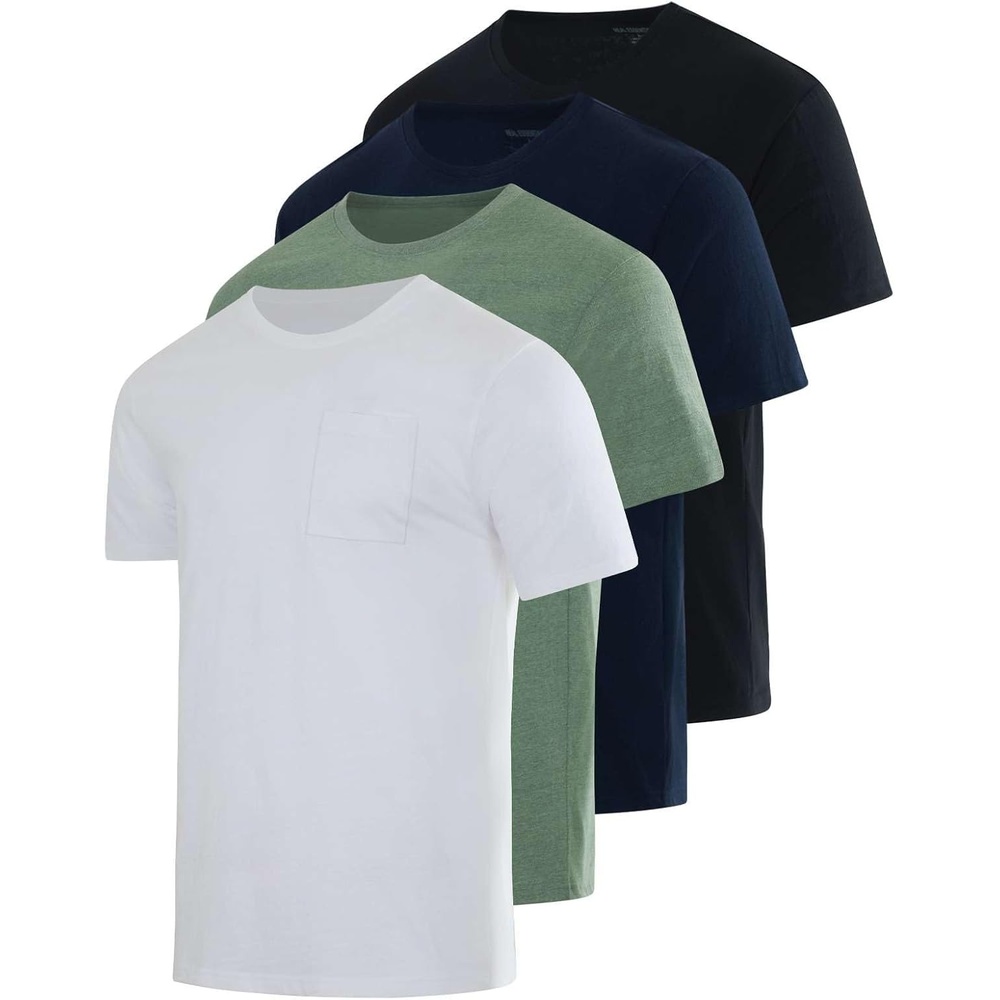 image:image4 Pack Mens Cotton Pocket T Shirts Crew Neck Short Sleeve Athletic GymSet 6