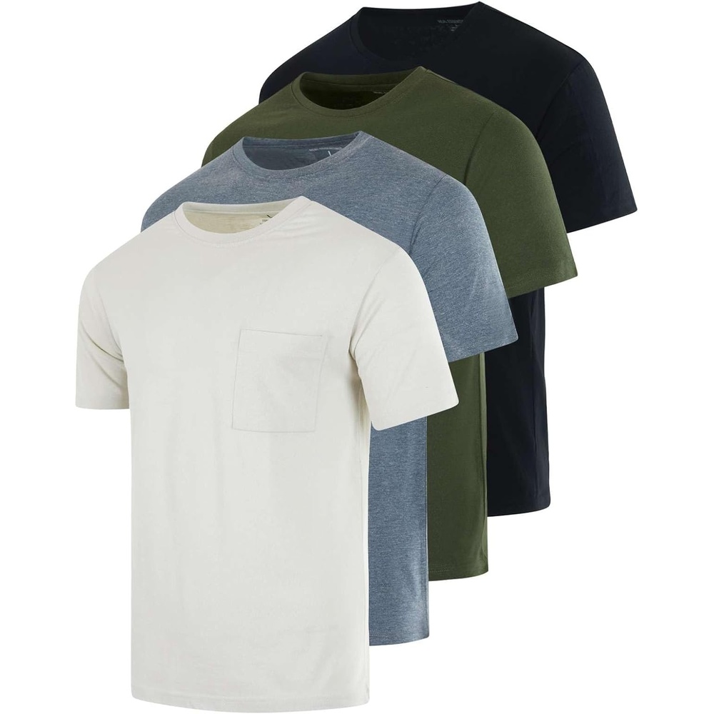 image:image4 Pack Mens Cotton Pocket T Shirts Crew Neck Short Sleeve Athletic GymSet 7
