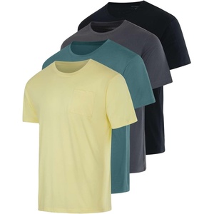 4 Pack Men’s Cotton Pocket T Shirts Crew Neck Short Sleeve Athletic Gym(Set 11)