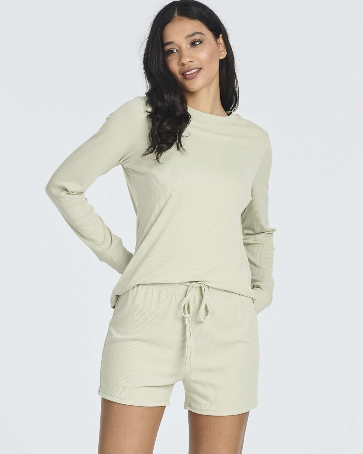 image:image2 Pack Womens Ribbed Pajama Sets 2 Piece Lounge Matching Sleepwear CuteSet 3
