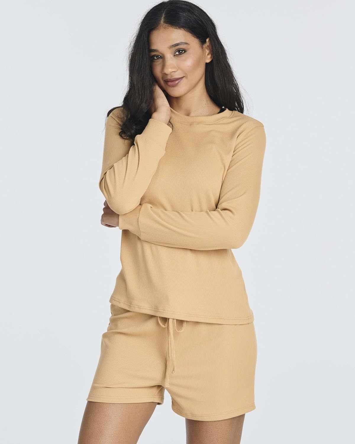 image:image2 Pack Womens Ribbed Pajama Sets 2 Piece Lounge Matching Sleepwear CuteSet 7