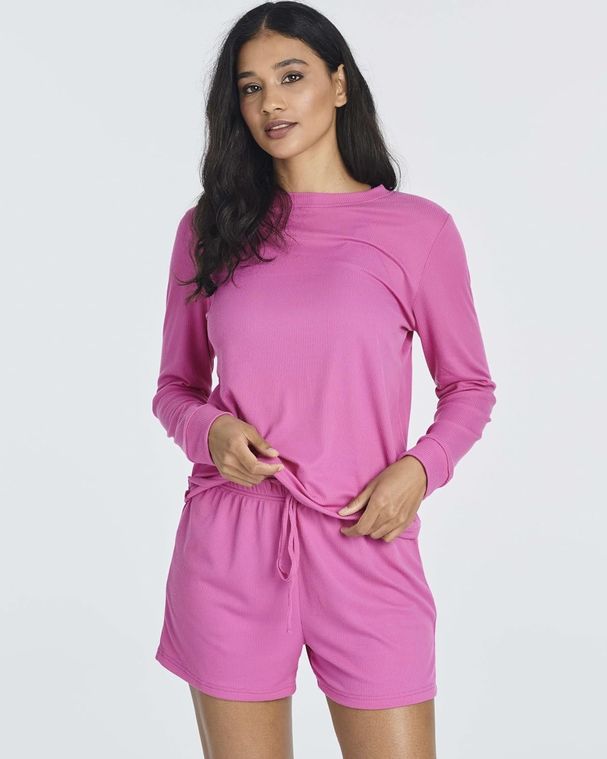 image:image2 Pack Womens Ribbed Pajama Sets 2 Piece Lounge Matching Sleepwear CuteSet 8