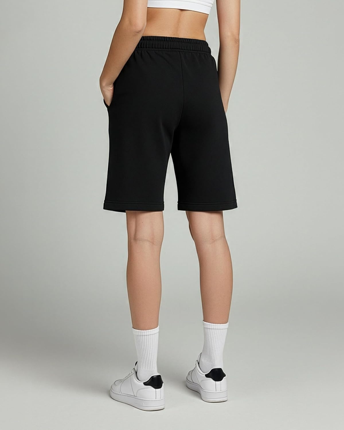 image:image3 Pack Womens 9 French Terry Bermuda Shorts Athletic Lounge Yoga PocketsSet 3