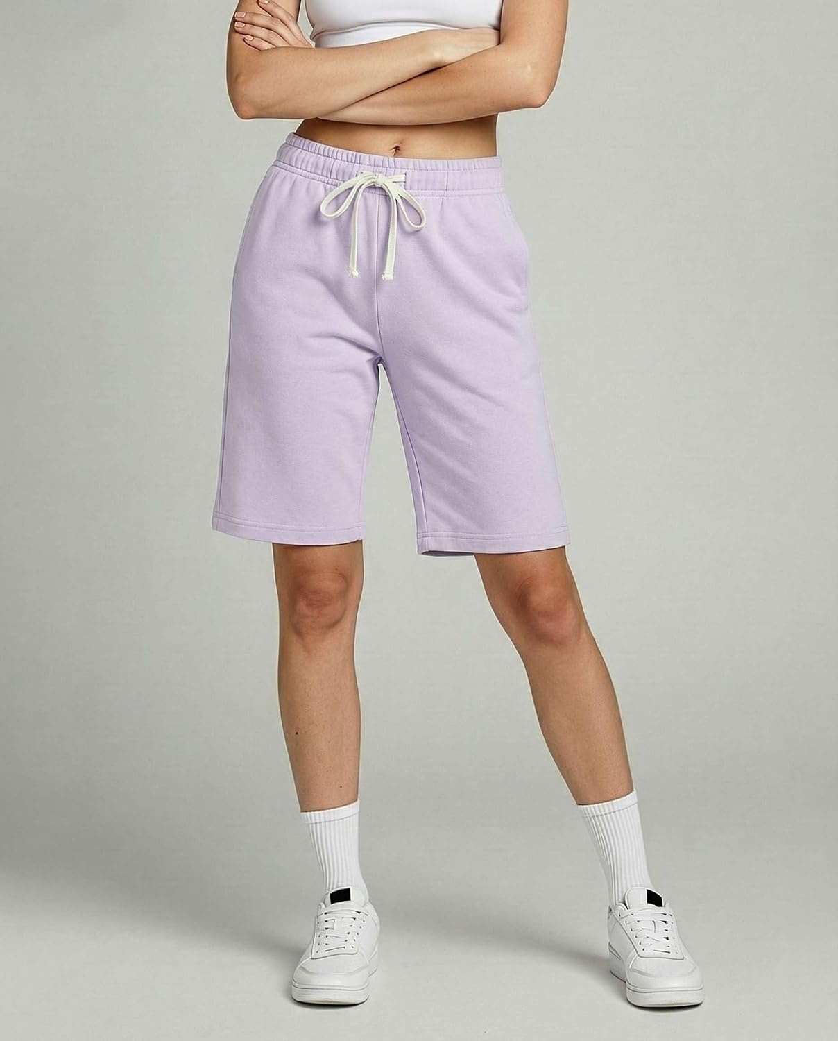 image:image3 Pack Womens 9 French Terry Bermuda Shorts Athletic Lounge Yoga PocketsSet 4