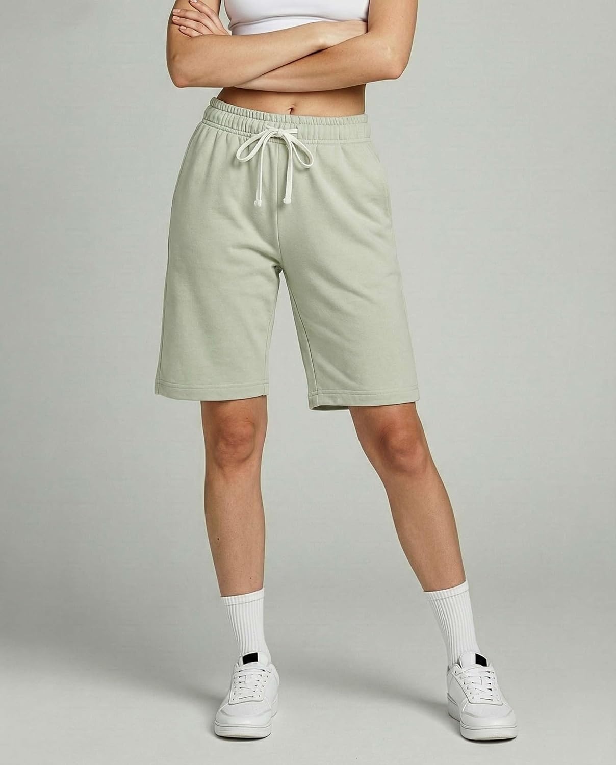 image:image3 Pack Womens 9 French Terry Bermuda Shorts Athletic Lounge Yoga PocketsSet 6