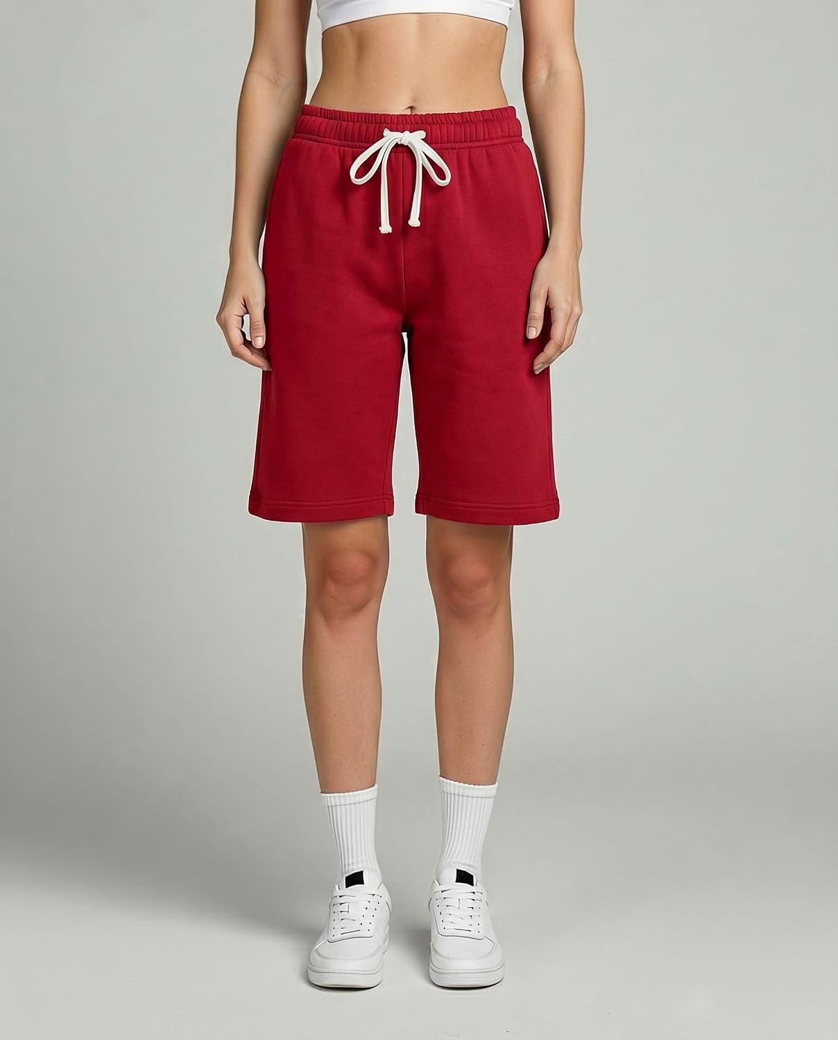 image:image3 Pack Womens 9 French Terry Bermuda Shorts Athletic Lounge Yoga PocketsSet 8