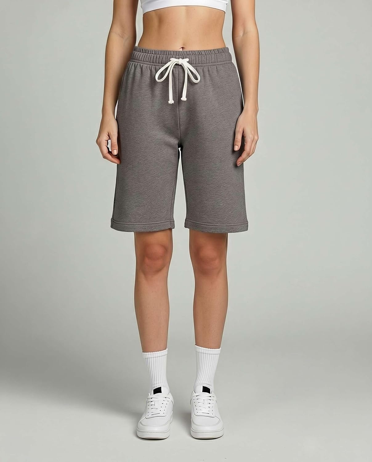 image:image3 Pack Womens 9 French Terry Bermuda Shorts Athletic Lounge Yoga PocketsSet 9