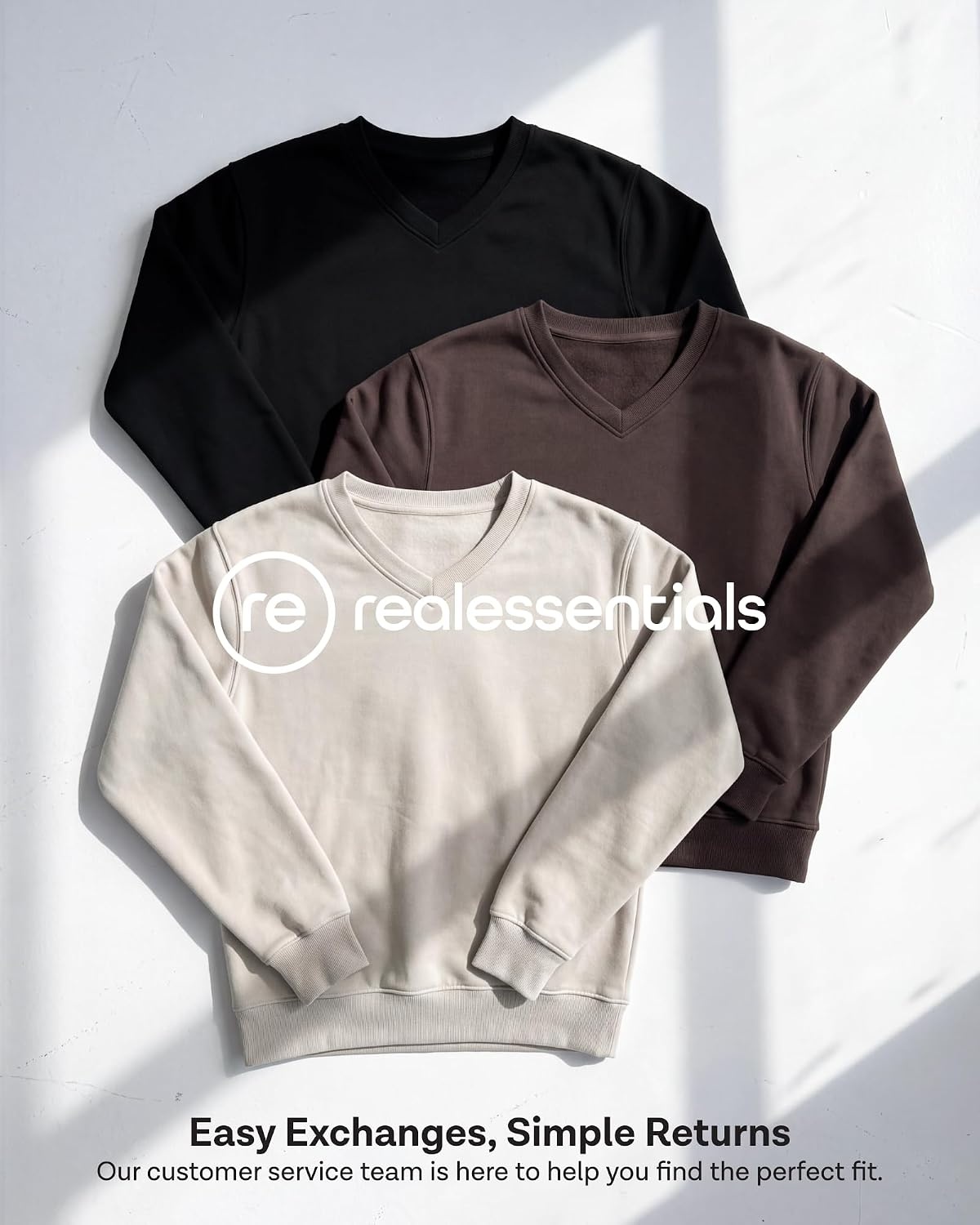 image:image3 Pack Womens Fleece V Neck Sweatshirt Pullover Sweaters Long Sleeve TopSolid Black Solid Navy Blazer Charcoal Heather