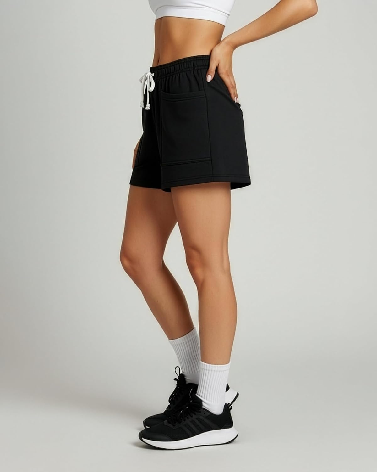 image:image3 Pack Womens French Terry Shorts Sweatshorts Lounge Gym Square PocketsSet 1