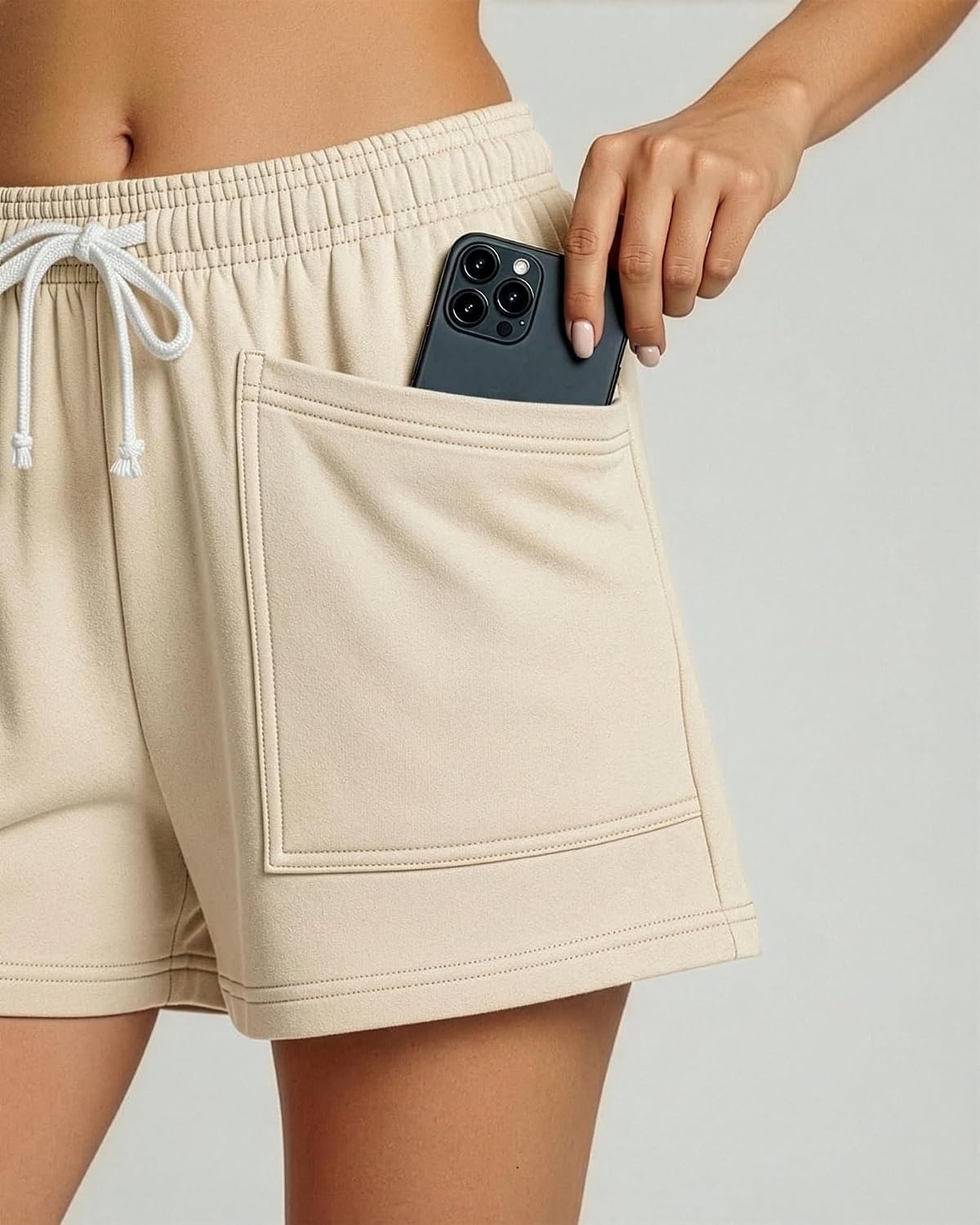 image:image3 Pack Womens French Terry Shorts Sweatshorts Lounge Gym Square PocketsSet 1