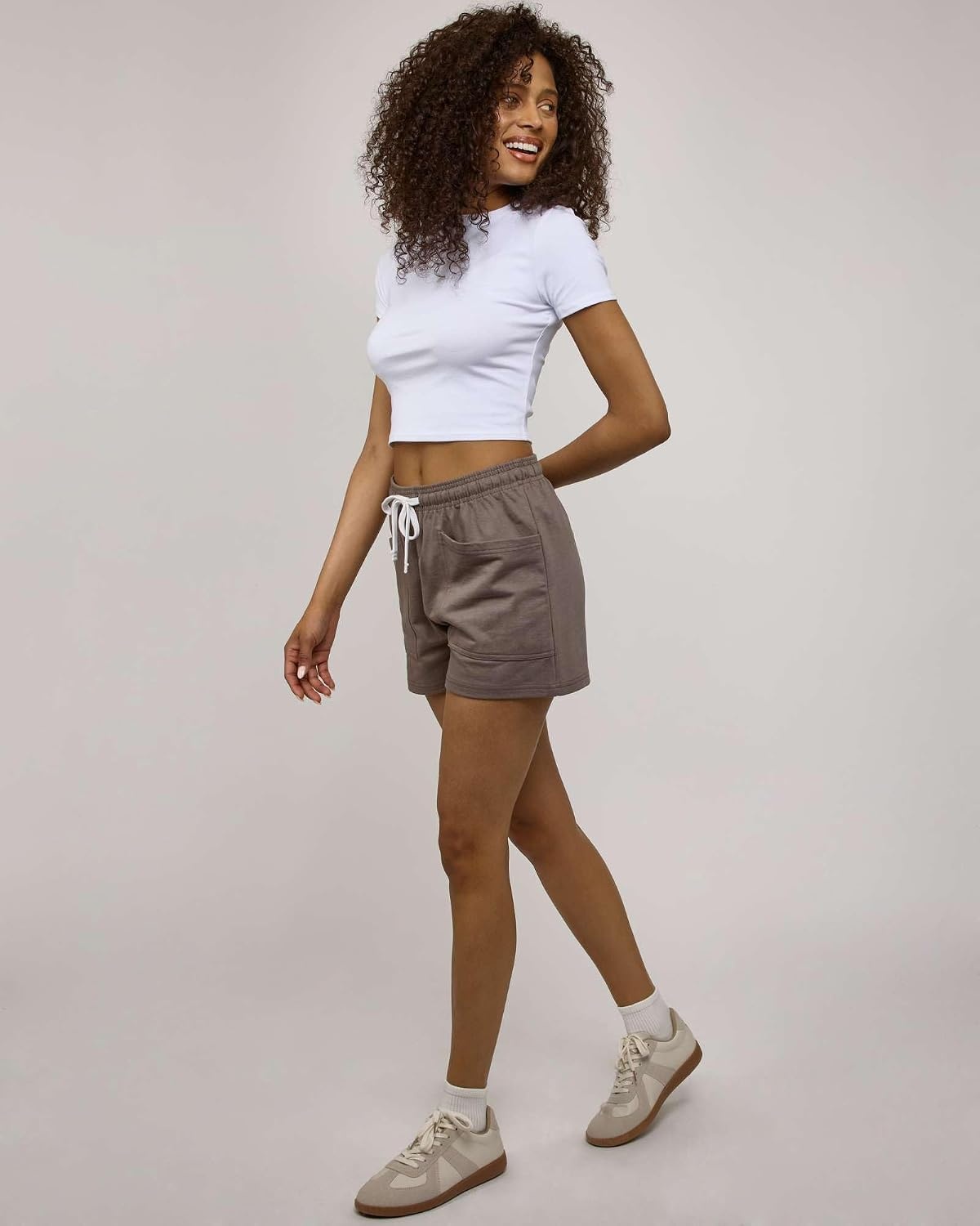 image:image3 Pack Womens French Terry Shorts Sweatshorts Lounge Gym Square PocketsSet 2