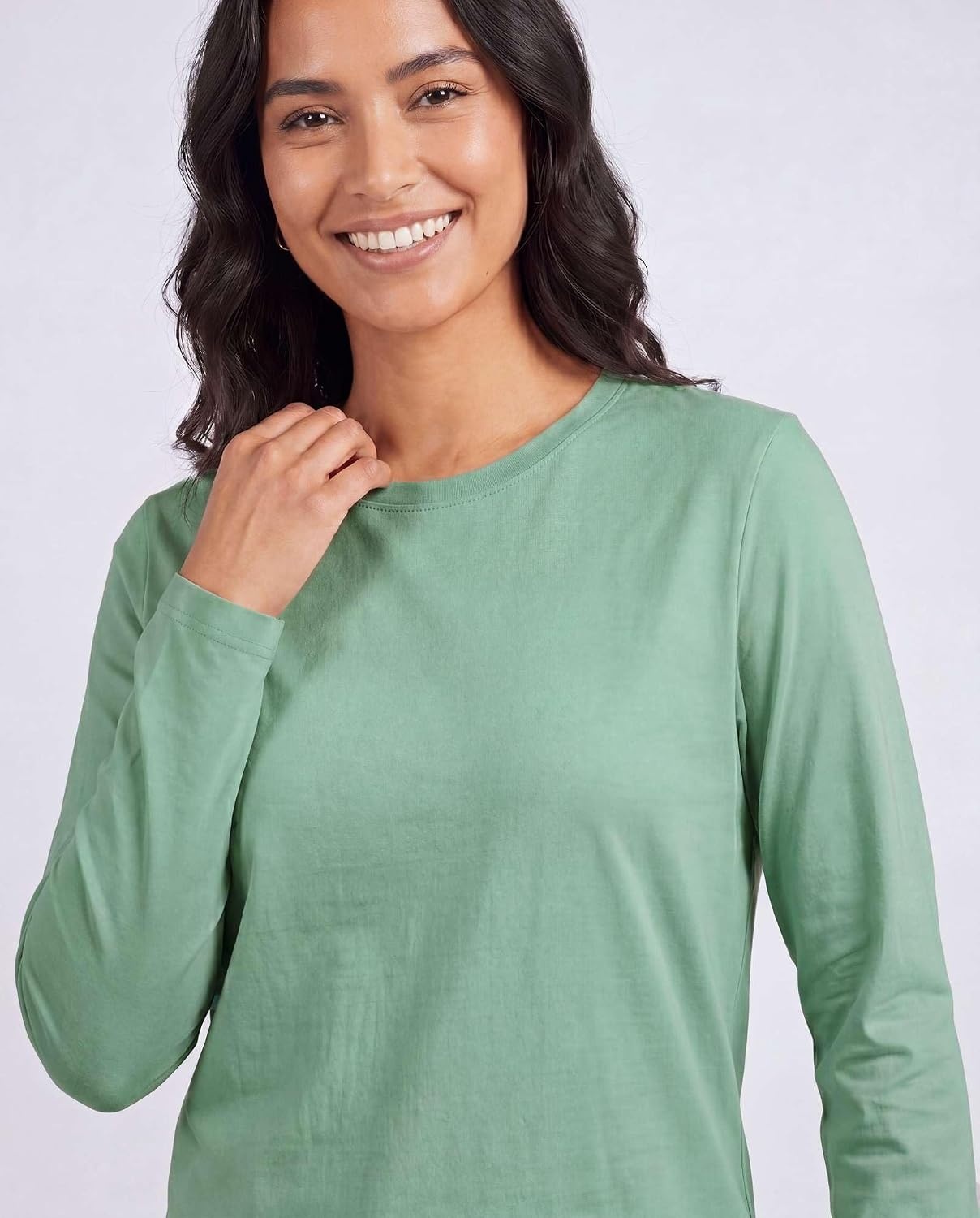 image:image4 Pack Womens Cotton Long Sleeve T Shirts Crewneck Basic Workout Tops TeesSet 1