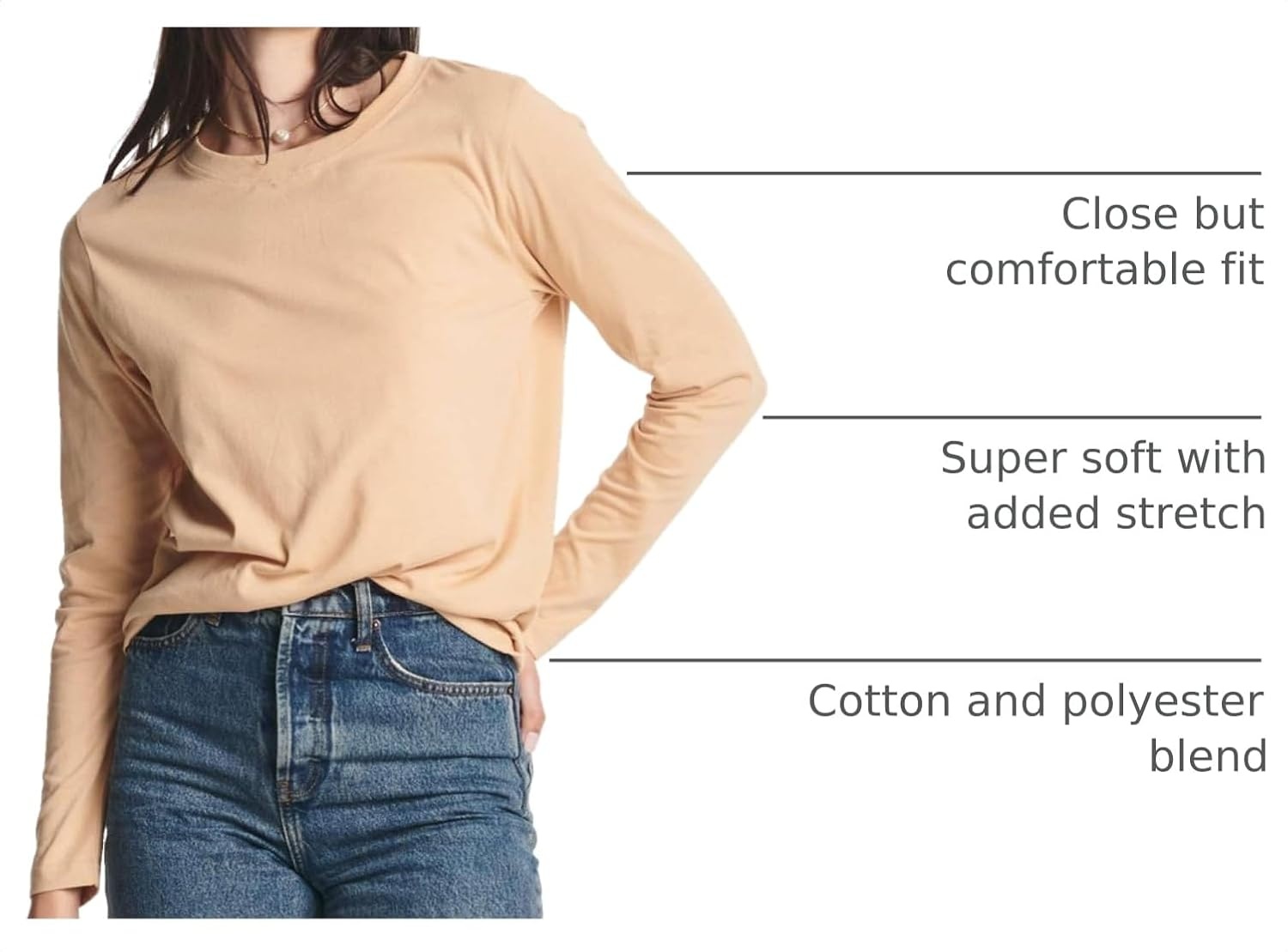 image:image4 Pack Womens Cotton Long Sleeve T Shirts Crewneck Basic Workout Tops TeesSet 1