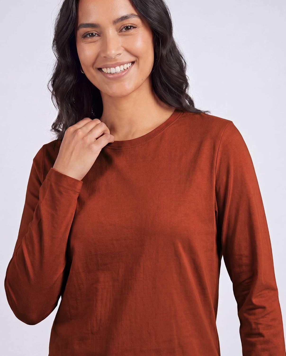 image:image4 Pack Womens Cotton Long Sleeve T Shirts Crewneck Basic Workout Tops TeesSet 10