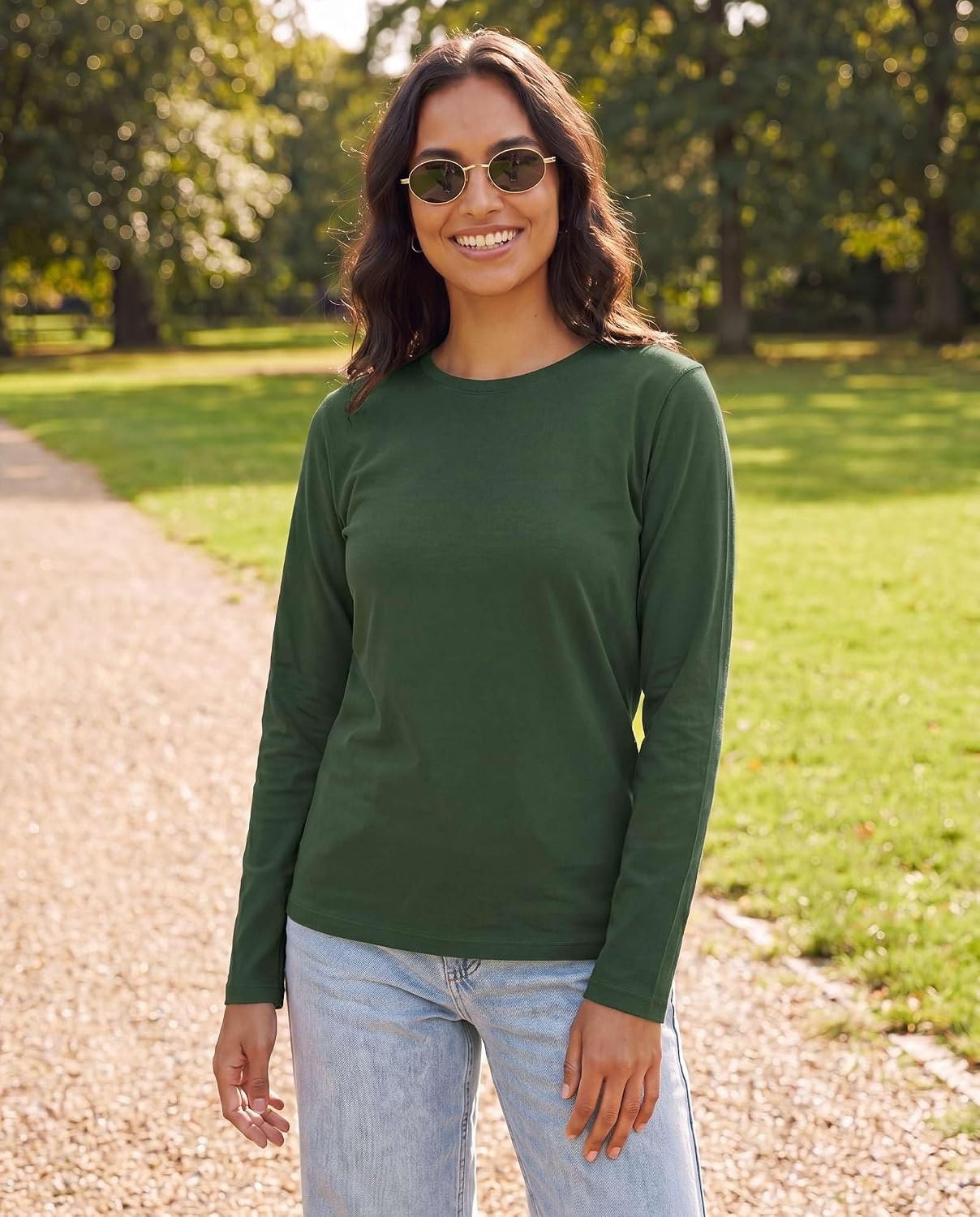 image:image4 Pack Womens Cotton Long Sleeve T Shirts Crewneck Basic Workout Tops TeesSet 10