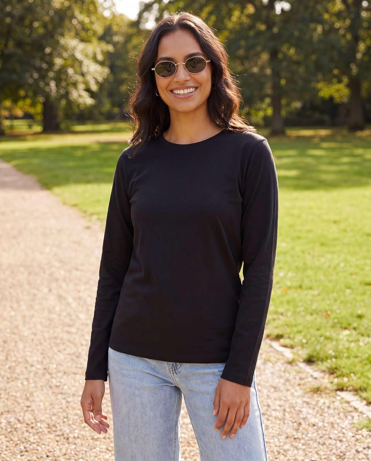 image:image4 Pack Womens Cotton Long Sleeve T Shirts Crewneck Basic Workout Tops TeesSet 15
