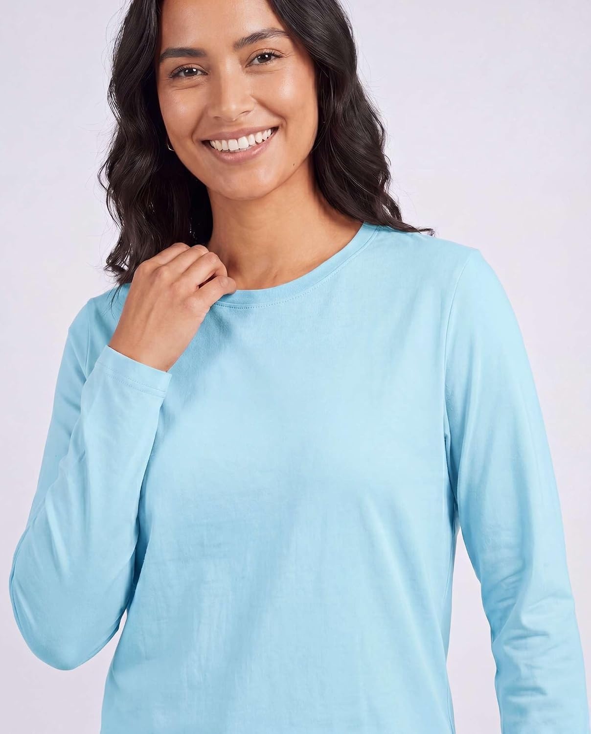 image:image4 Pack Womens Cotton Long Sleeve T Shirts Crewneck Basic Workout Tops TeesSet 3