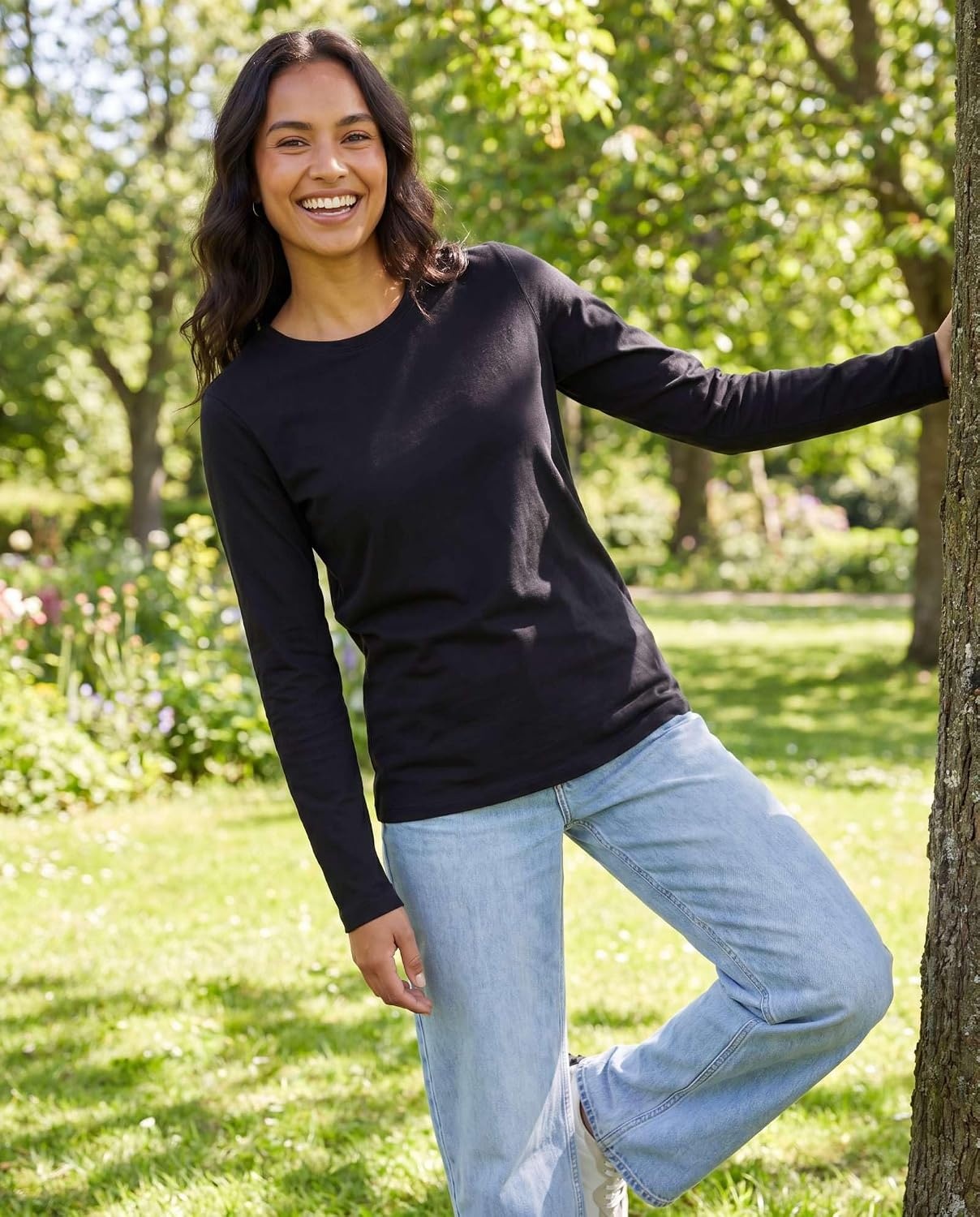 image:image4 Pack Womens Cotton Long Sleeve T Shirts Crewneck Basic Workout Tops TeesSet 3