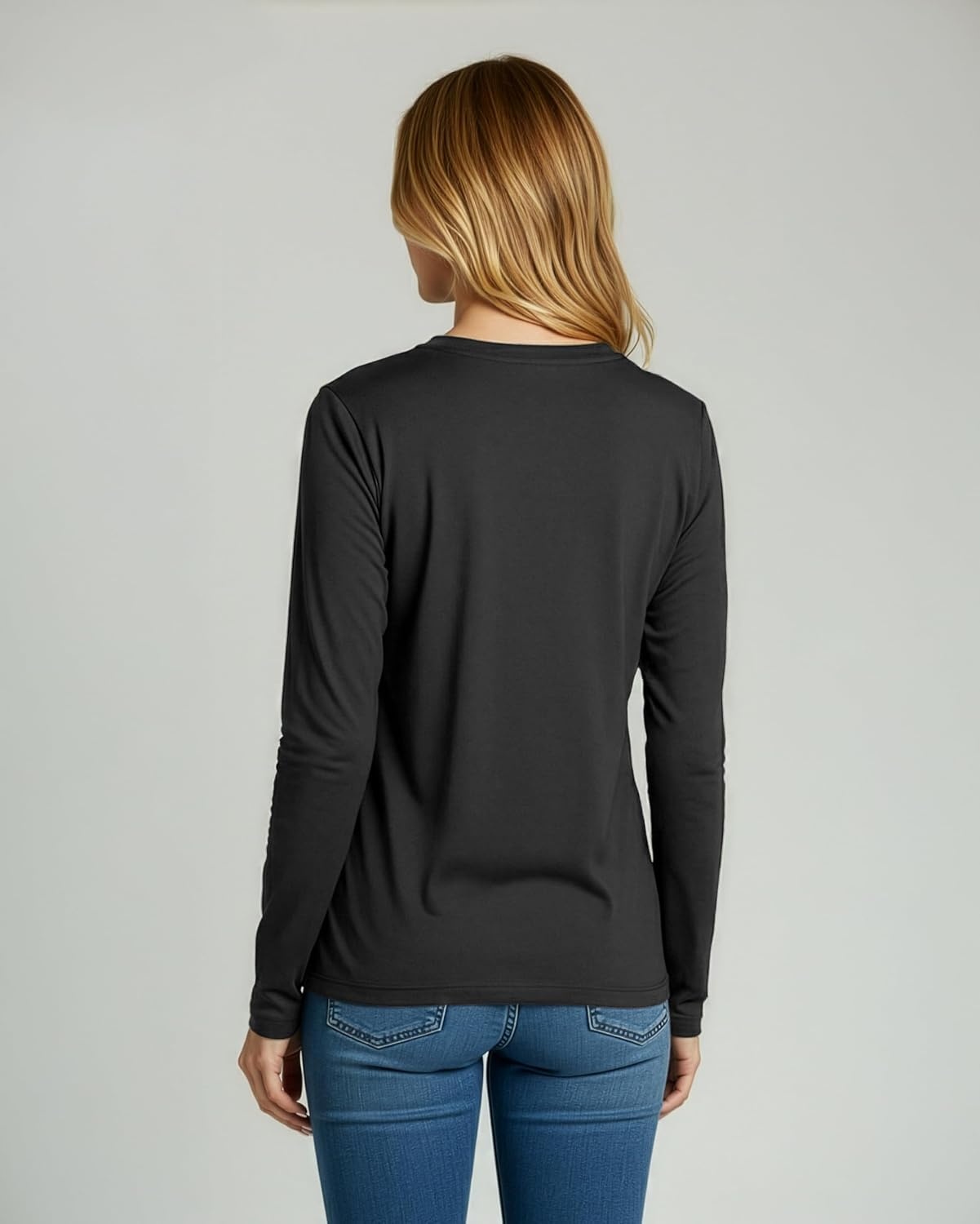 image:image4 Pack Womens Cotton Long Sleeve T Shirts Crewneck Basic Workout Tops TeesSet 4