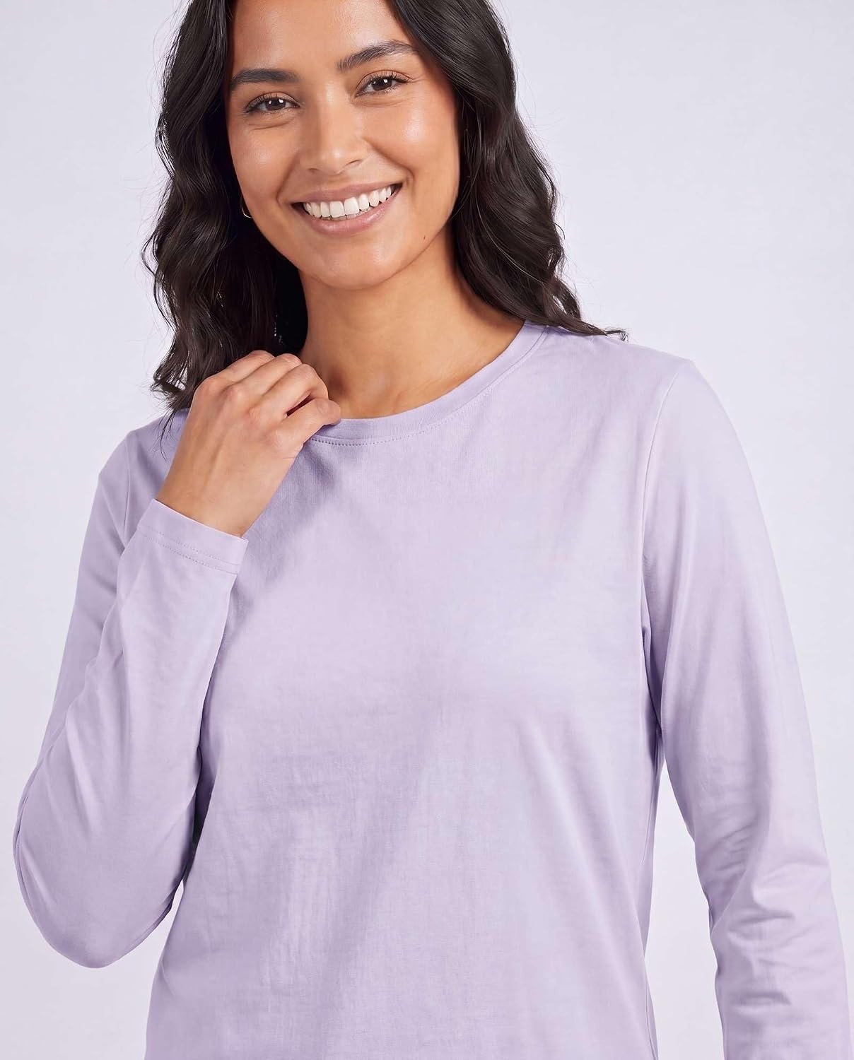 image:image4 Pack Womens Cotton Long Sleeve T Shirts Crewneck Basic Workout Tops TeesSet 4