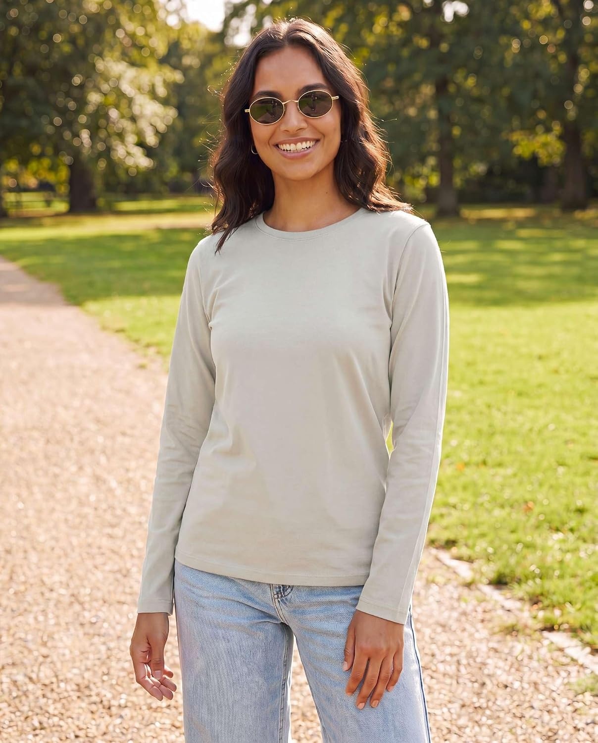 image:image4 Pack Womens Cotton Long Sleeve T Shirts Crewneck Basic Workout Tops TeesSet 4