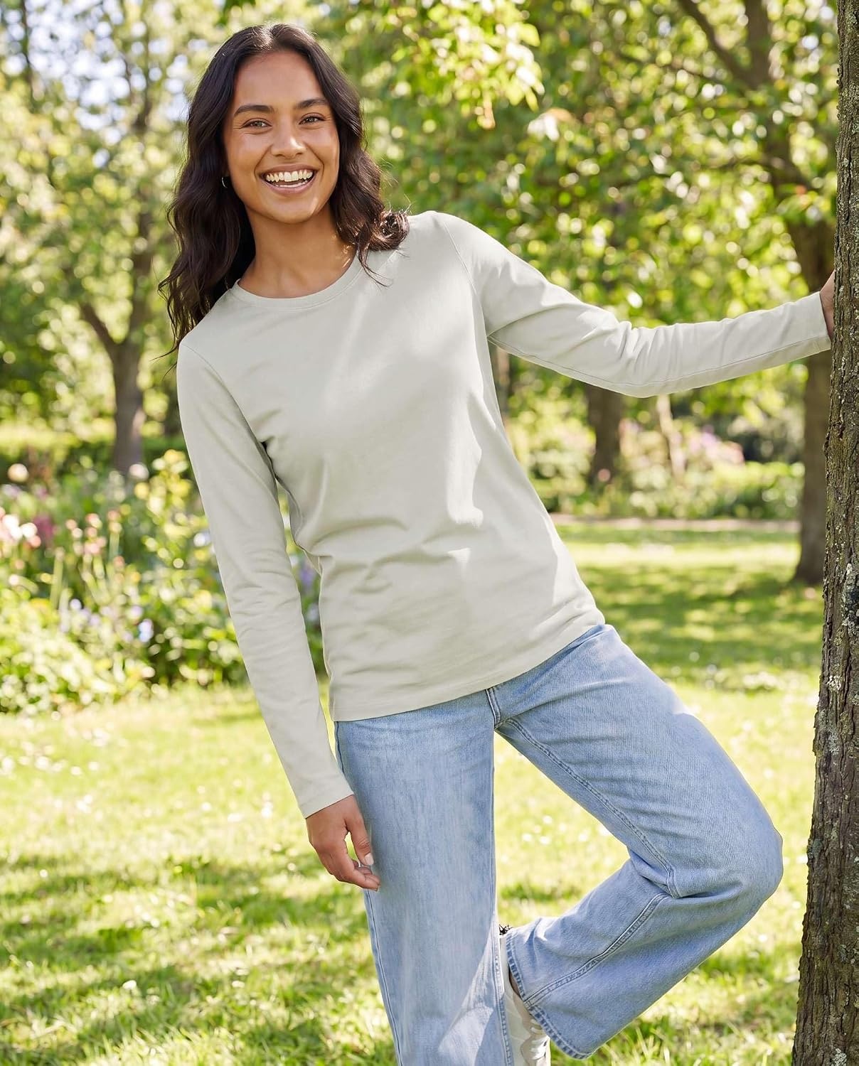 image:image4 Pack Womens Cotton Long Sleeve T Shirts Crewneck Basic Workout Tops TeesSet 4