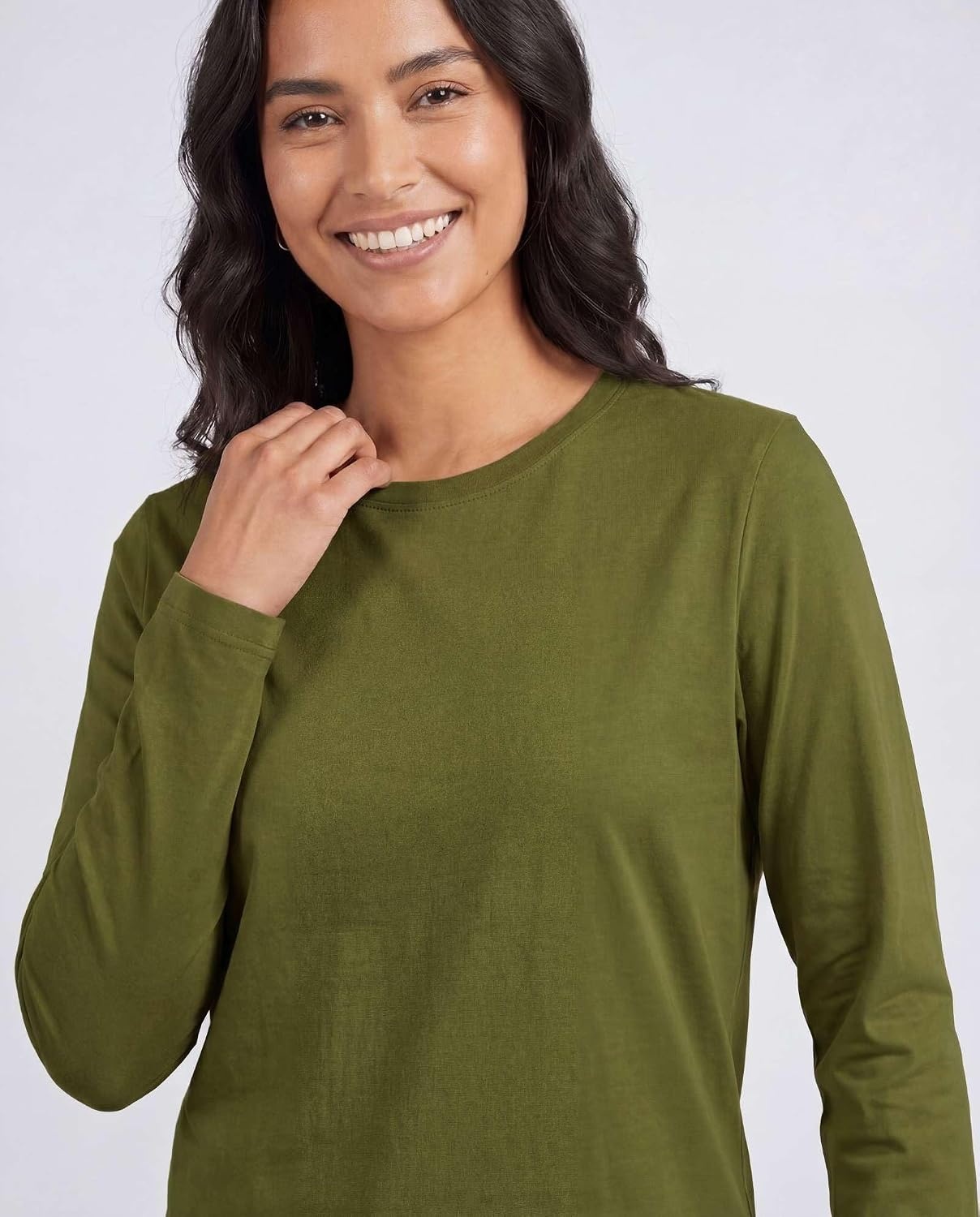 image:image4 Pack Womens Cotton Long Sleeve T Shirts Crewneck Basic Workout Tops TeesSet 5