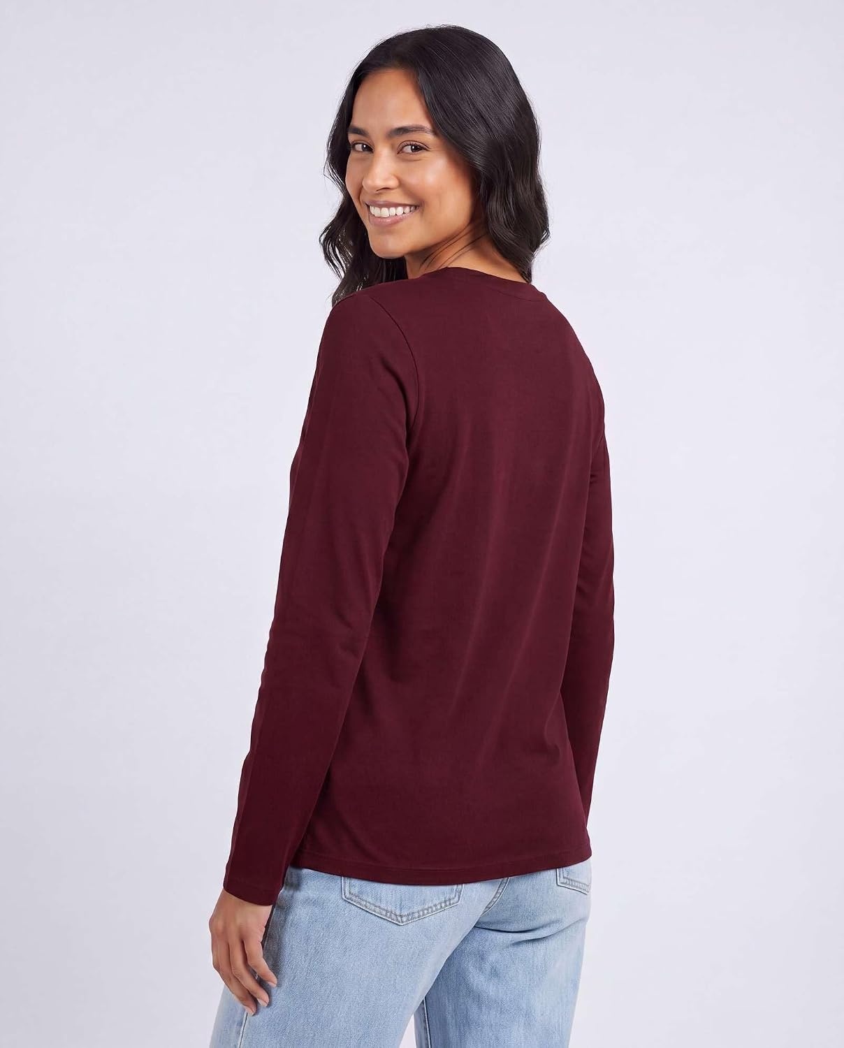 image:image4 Pack Womens Cotton Long Sleeve T Shirts Crewneck Basic Workout Tops TeesSet 5