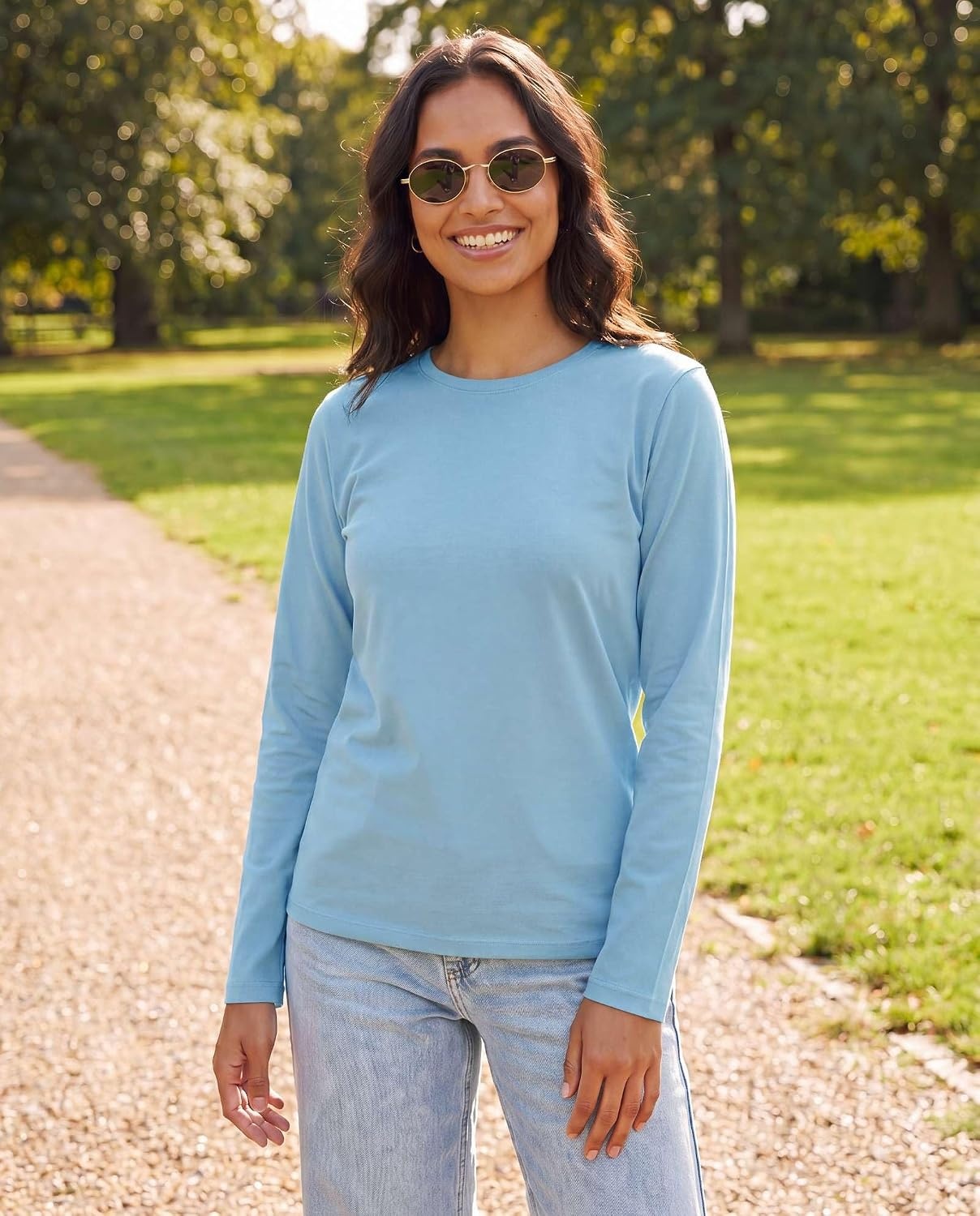 image:image4 Pack Womens Cotton Long Sleeve T Shirts Crewneck Basic Workout Tops TeesSet 6