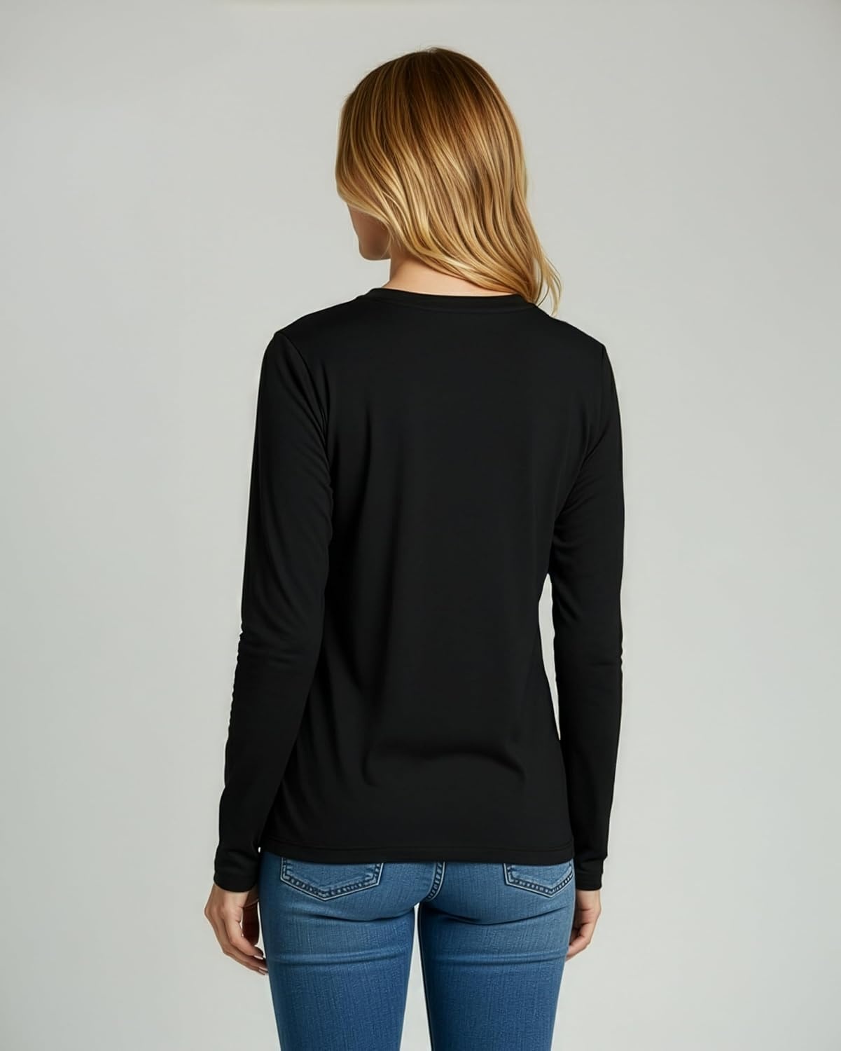 image:image4 Pack Womens Cotton Long Sleeve T Shirts Crewneck Basic Workout Tops TeesSet 6