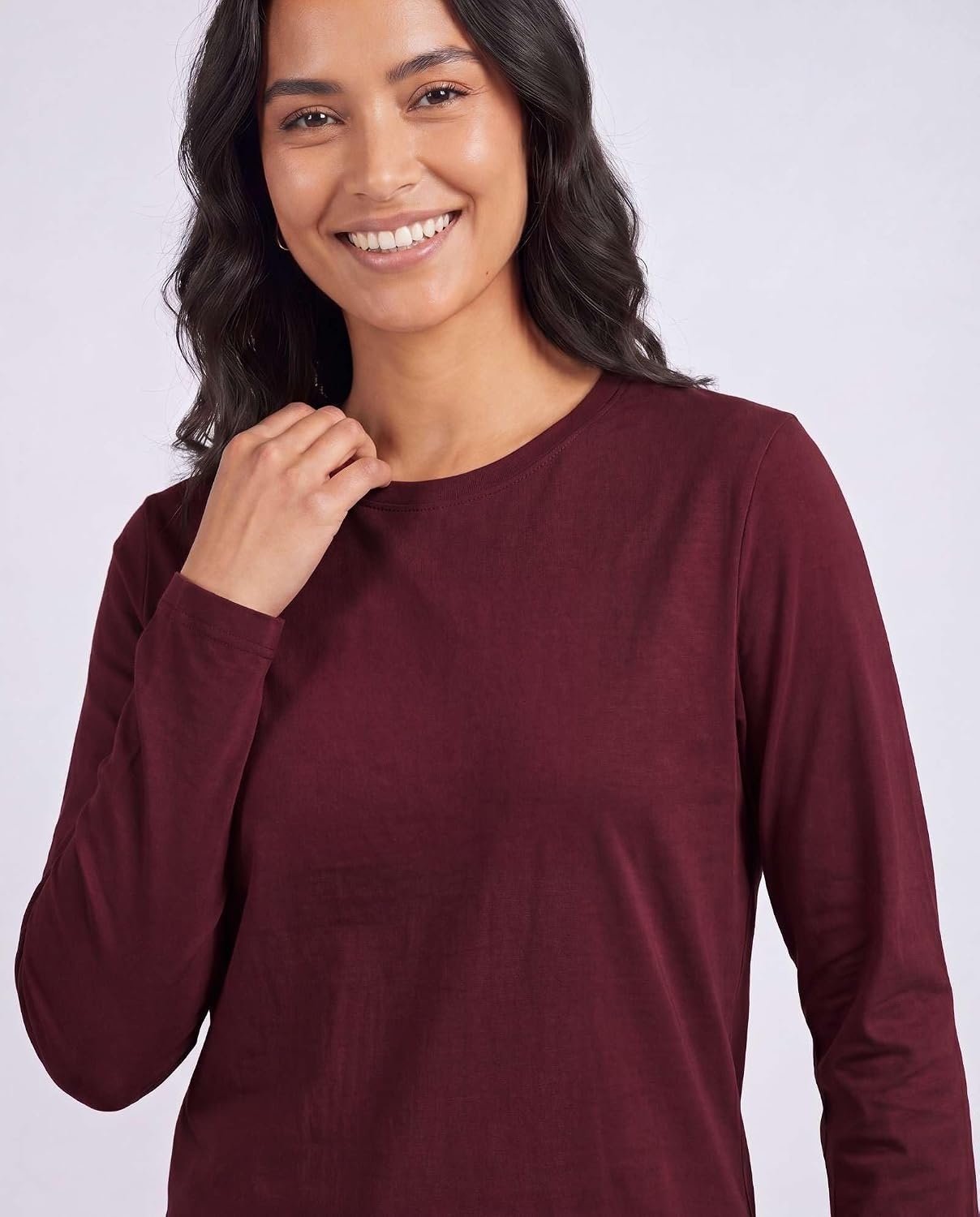 image:image4 Pack Womens Cotton Long Sleeve T Shirts Crewneck Basic Workout Tops TeesSet 6