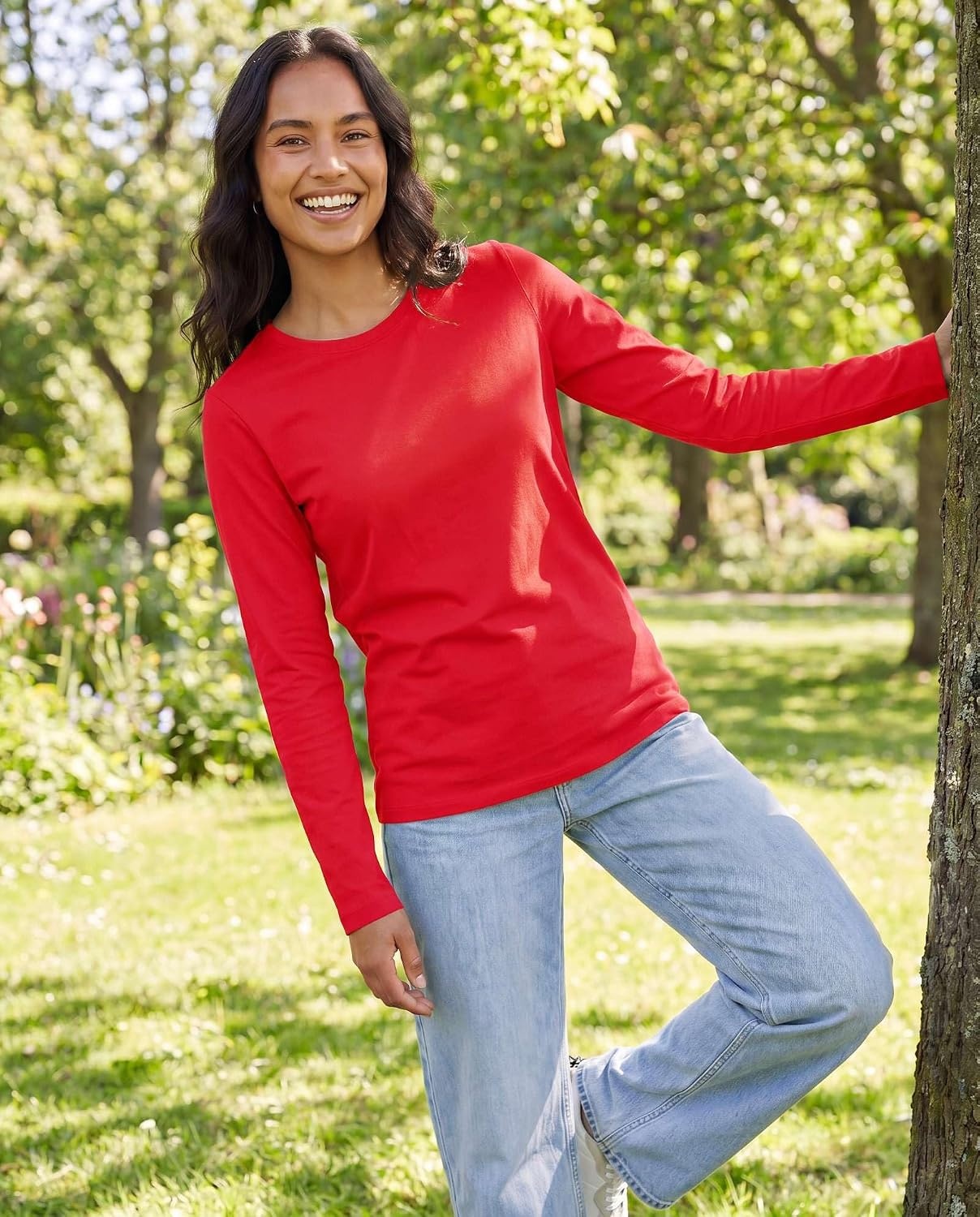 image:image4 Pack Womens Cotton Long Sleeve T Shirts Crewneck Basic Workout Tops TeesSet 8