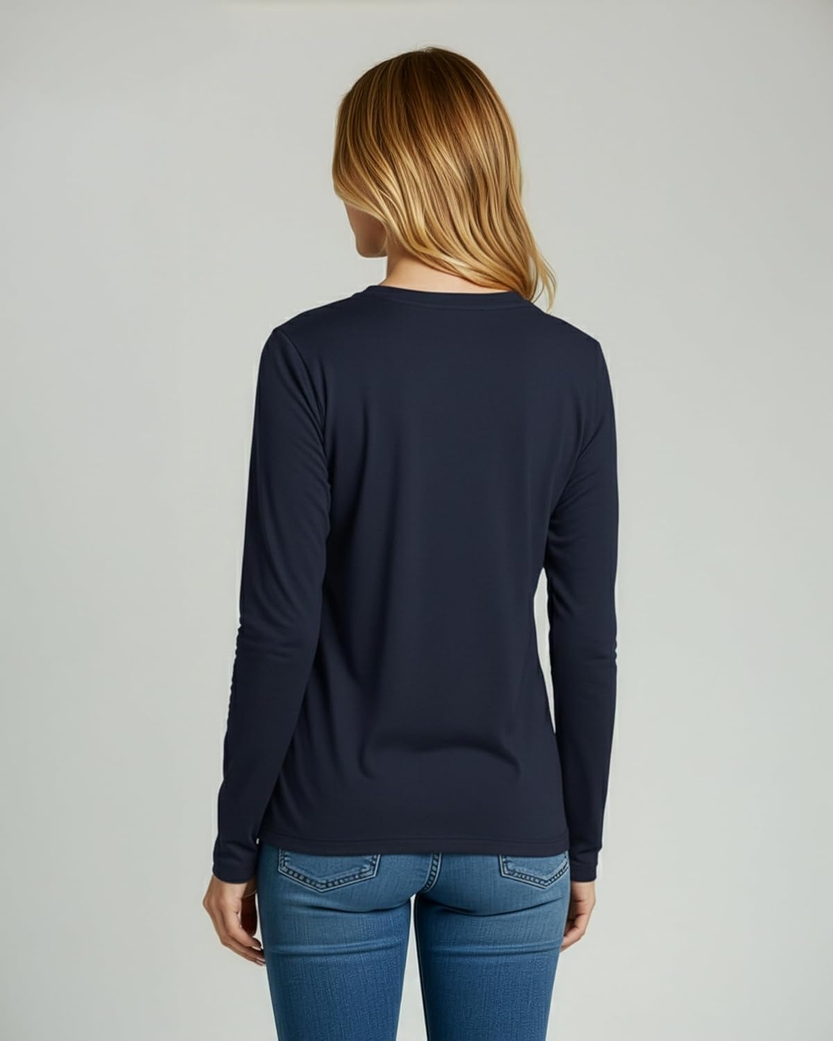 image:image4 Pack Womens Cotton Long Sleeve T Shirts Crewneck Basic Workout Tops TeesSet 8