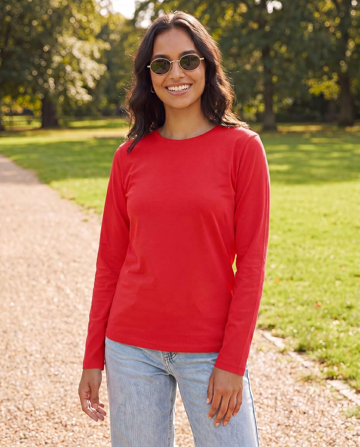 image:image4 Pack Womens Cotton Long Sleeve T Shirts Crewneck Basic Workout Tops TeesSet 8