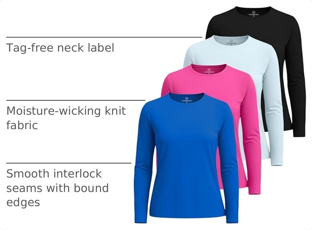 image:image4 Pack Womens Dry Fit Long Sleeve Sun Shirts UPF 50 Hiking Workout TopsSet 4