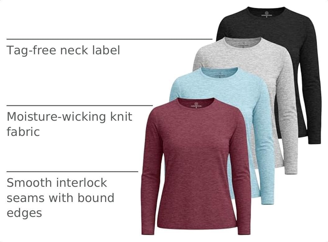 image:image4 Pack Womens Dry Fit Long Sleeve Sun Shirts UPF 50 Hiking Workout TopsSet 7