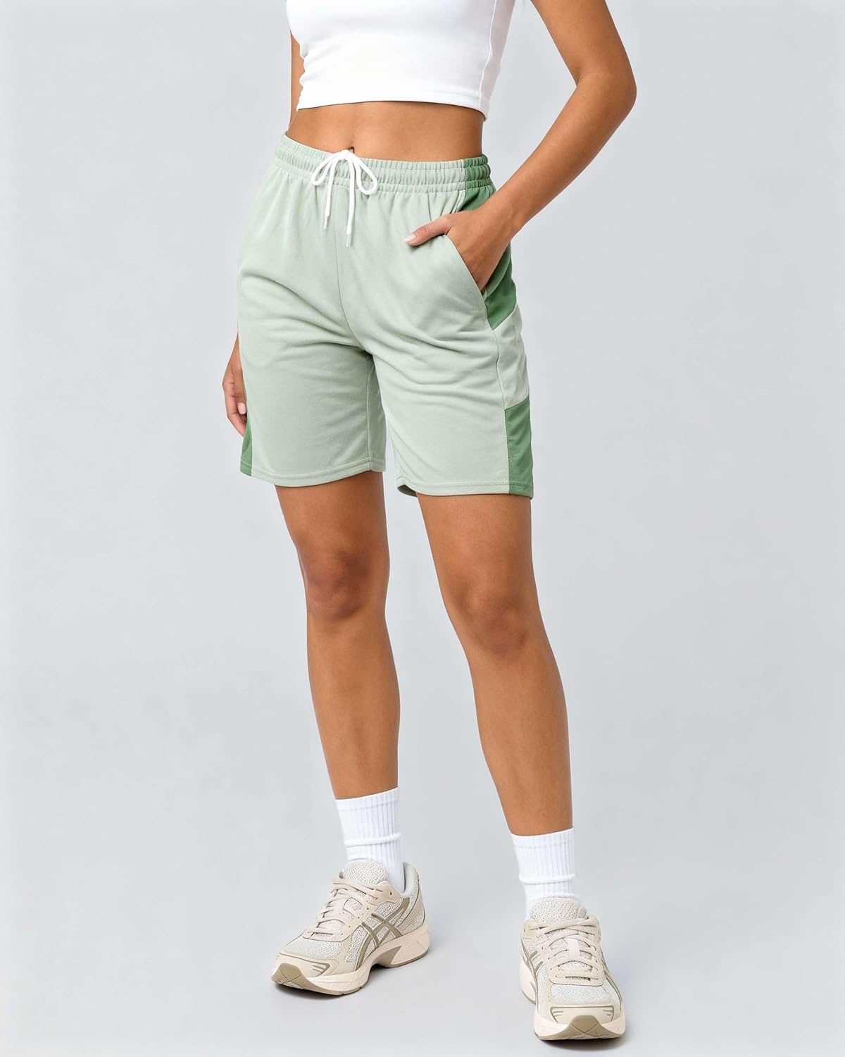 image:image4 Pack Womens Mesh Bermuda Shorts Athletic Running Gym Workout PocketsSet 1