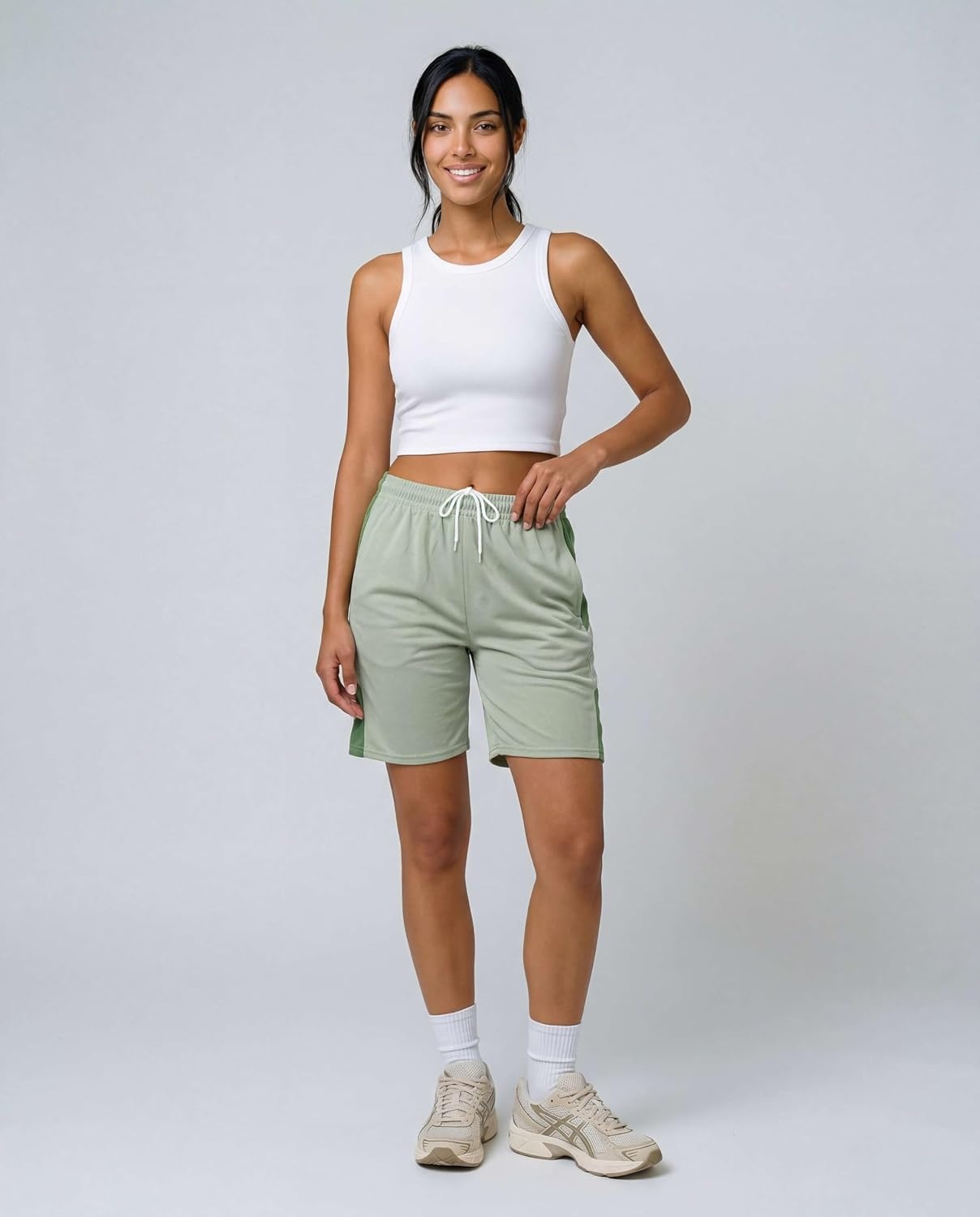 image:image4 Pack Womens Mesh Bermuda Shorts Athletic Running Gym Workout PocketsSet 1