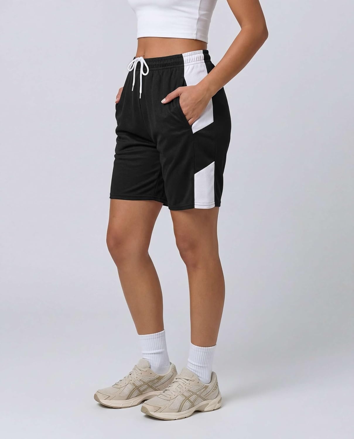image:image4 Pack Womens Mesh Bermuda Shorts Athletic Running Gym Workout PocketsSet 1