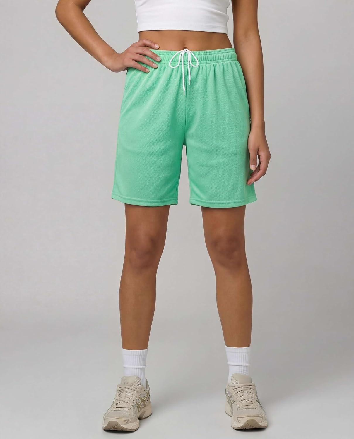 image:image4 Pack Womens Mesh Bermuda Shorts Athletic Running Gym Workout PocketsSet 10