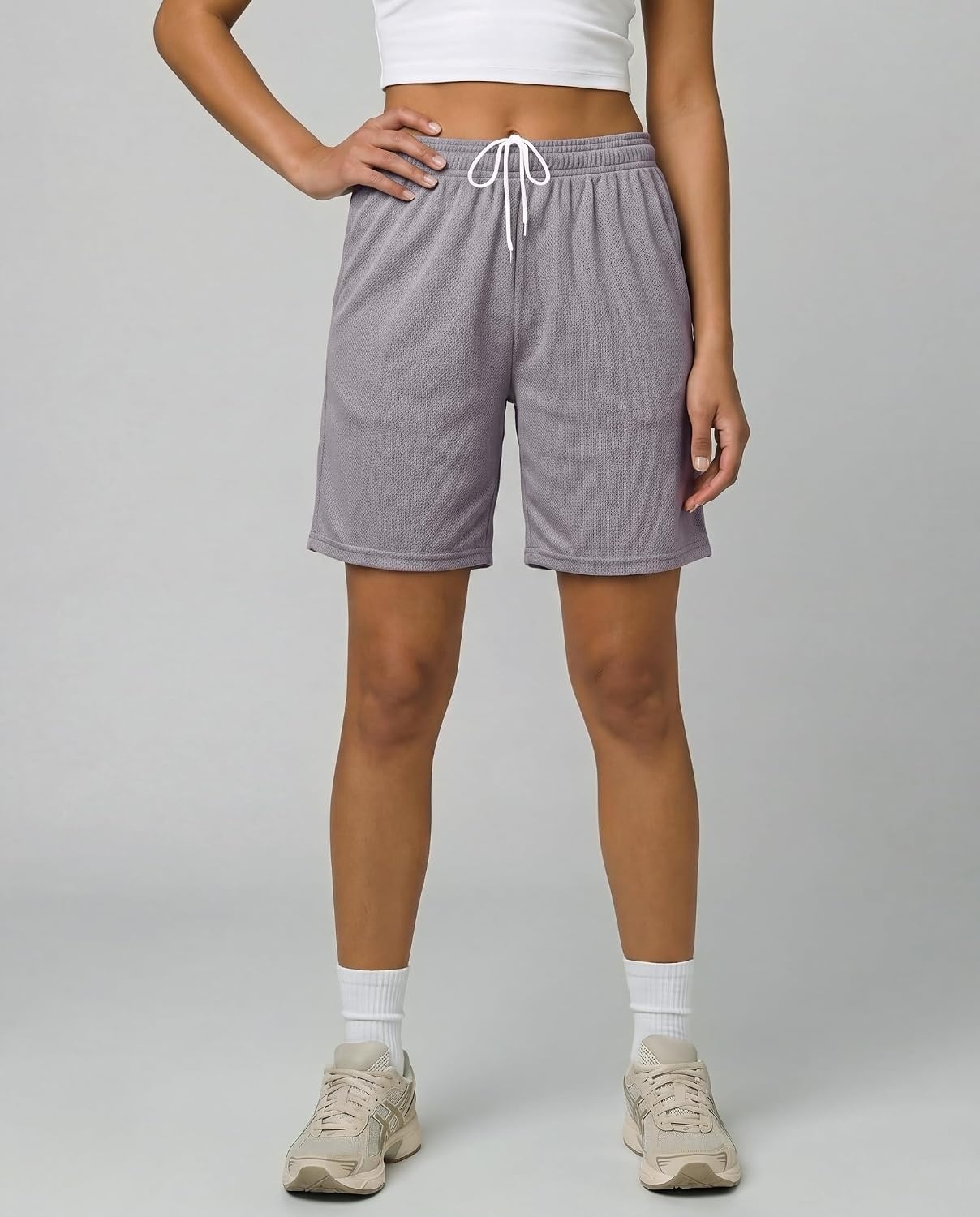 image:image4 Pack Womens Mesh Bermuda Shorts Athletic Running Gym Workout PocketsSet 11