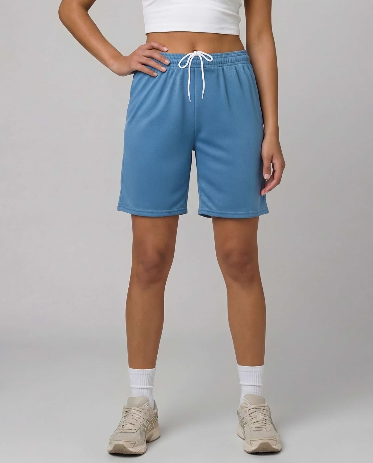 image:image4 Pack Womens Mesh Bermuda Shorts Athletic Running Gym Workout PocketsSet 2